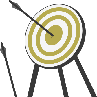 Blog-Insights Illustration of an arrow hitting the center of a target, representing strategic focus and goal achievement aimed at precise audience targeting and measurable impact.