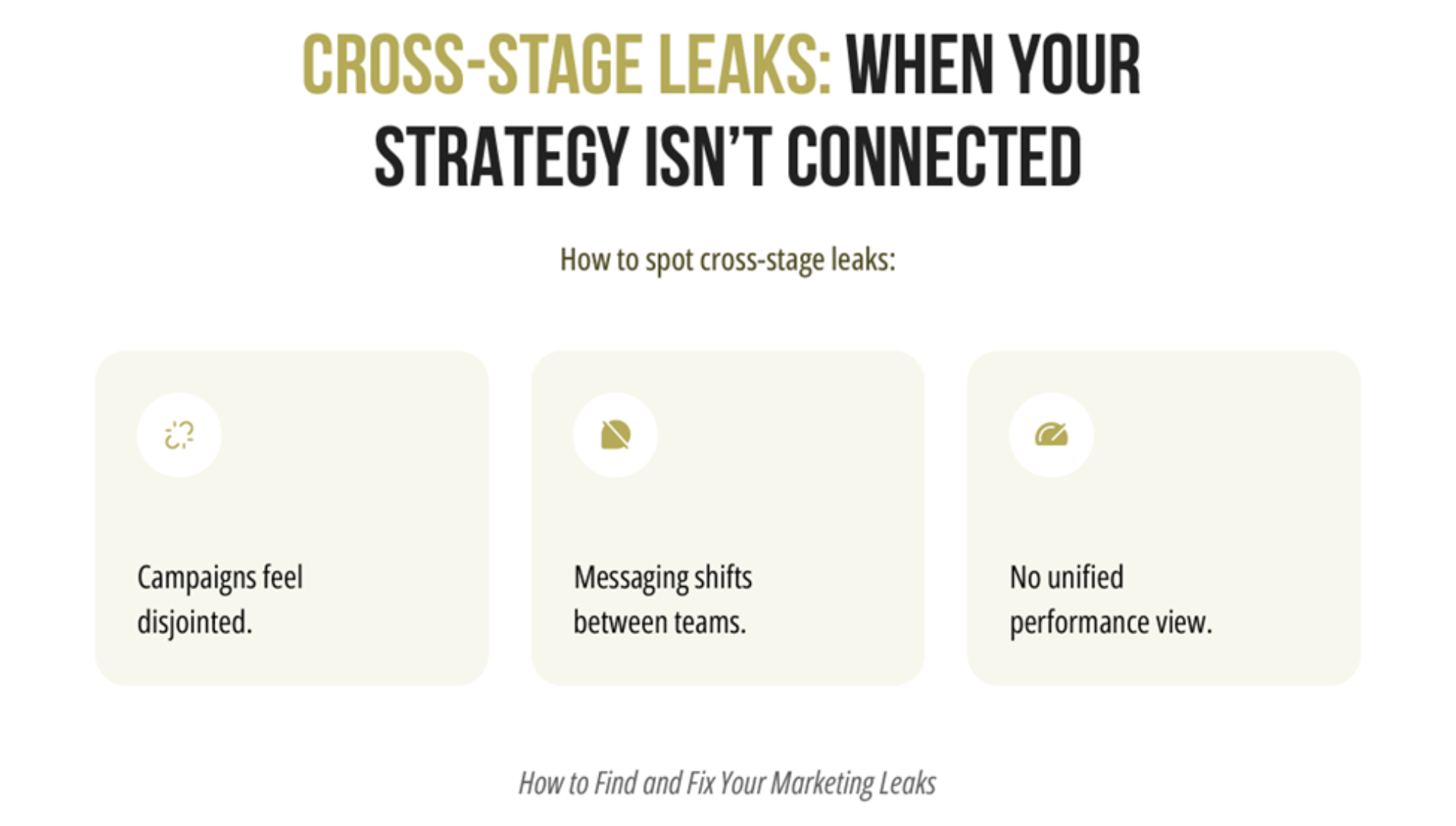Cross-Stage Leaks: When Your Strategy Isn’t Connected Cross-Stage Leaks: When Your Strategy Isn’t Connected