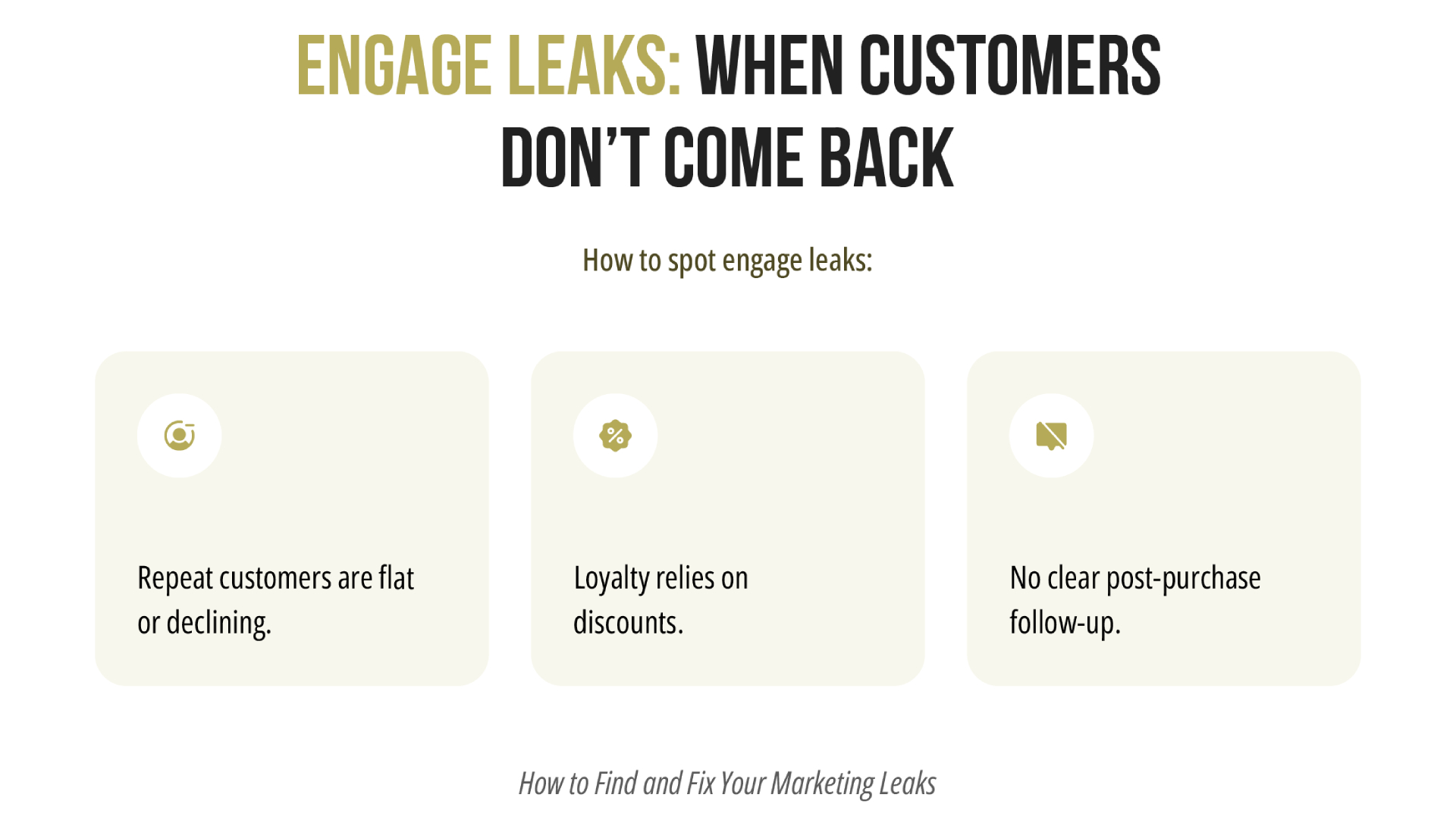 Engage Leaks: When Customers Don’t Come Back Engage Leaks: When Customers Don’t Come Back