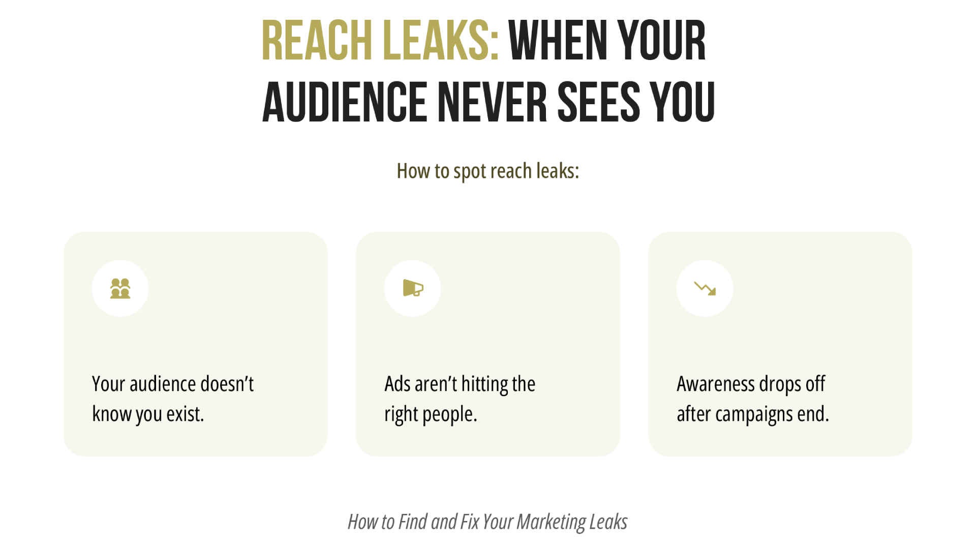 Reach Leaks: When Your Audience Never Sees You Reach Leaks: When Your Audience Never Sees You
